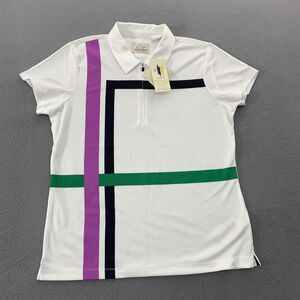 EP Pro Polo Shirt Womens Large White Multi Tour Tech 1/4 Zip Golf Performance